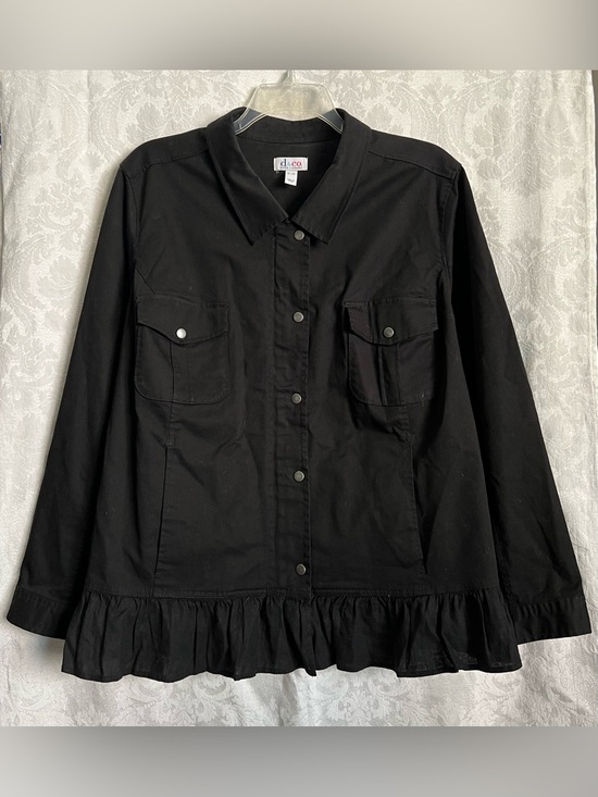 Denim&Co Jackets & Blazers - Denim & Co. Women’s Point Collar Snap & Zip Front Ruffle-Hem Jacket Plus Size 3X